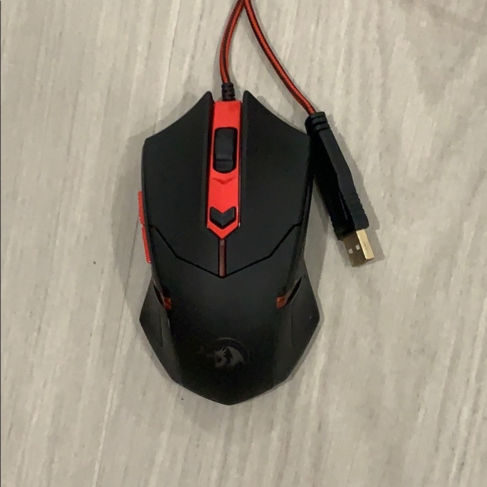 RedDrangon Red Mouse With 2 Extra Side Buttons